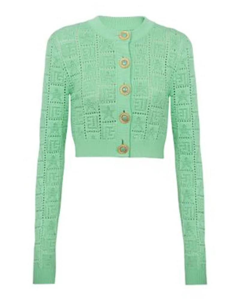 Balmain Strick-Cardigan mit Monogramm Green