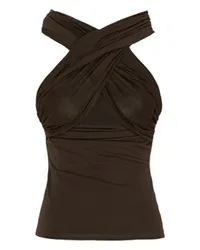 AMI Paris Drapiertes Top Brown