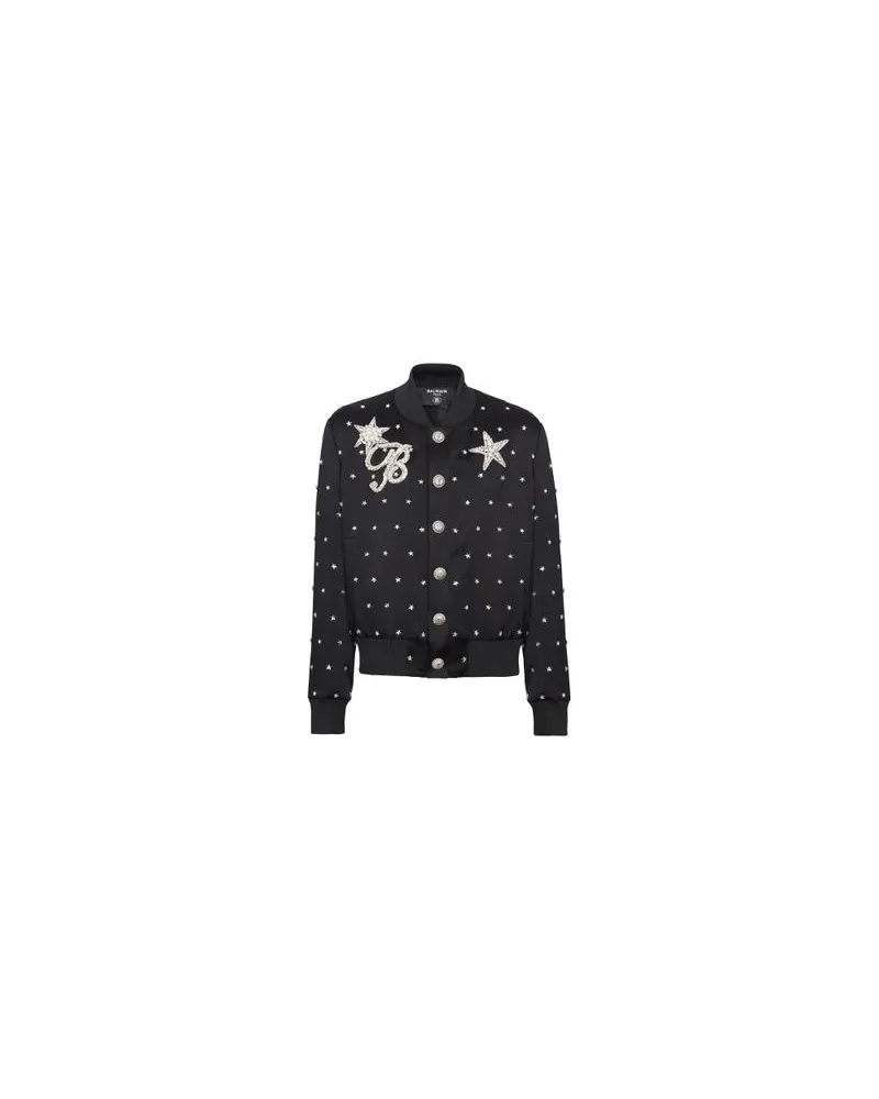 Balmain Bomber-Blouson mit Sterne-Stickerei Black