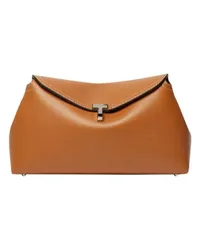 Totême Leder Clutch-Tasche T-Lock Brown