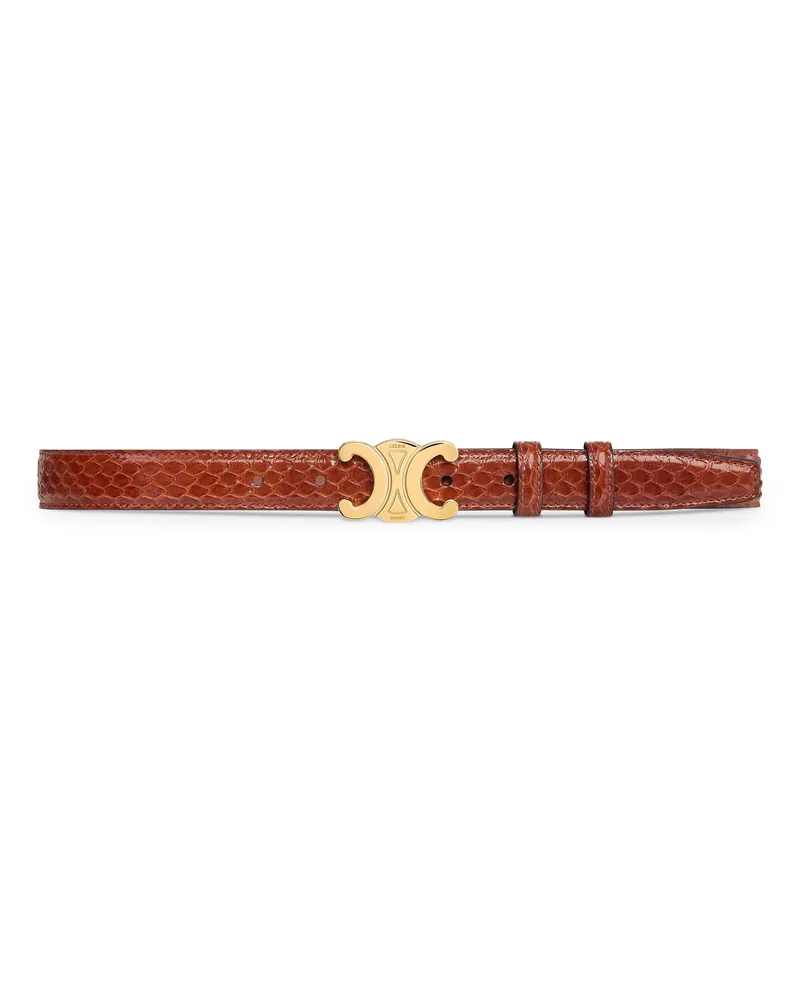 Celine Mittelgroßer Triomphe gürtel aus pythonleder Brown
