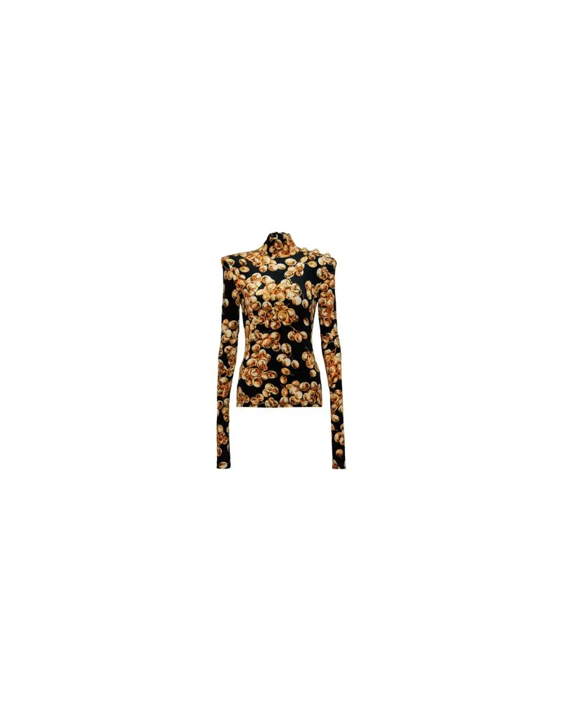 Balmain Samt-Top mit Printmotiv Traube Gold