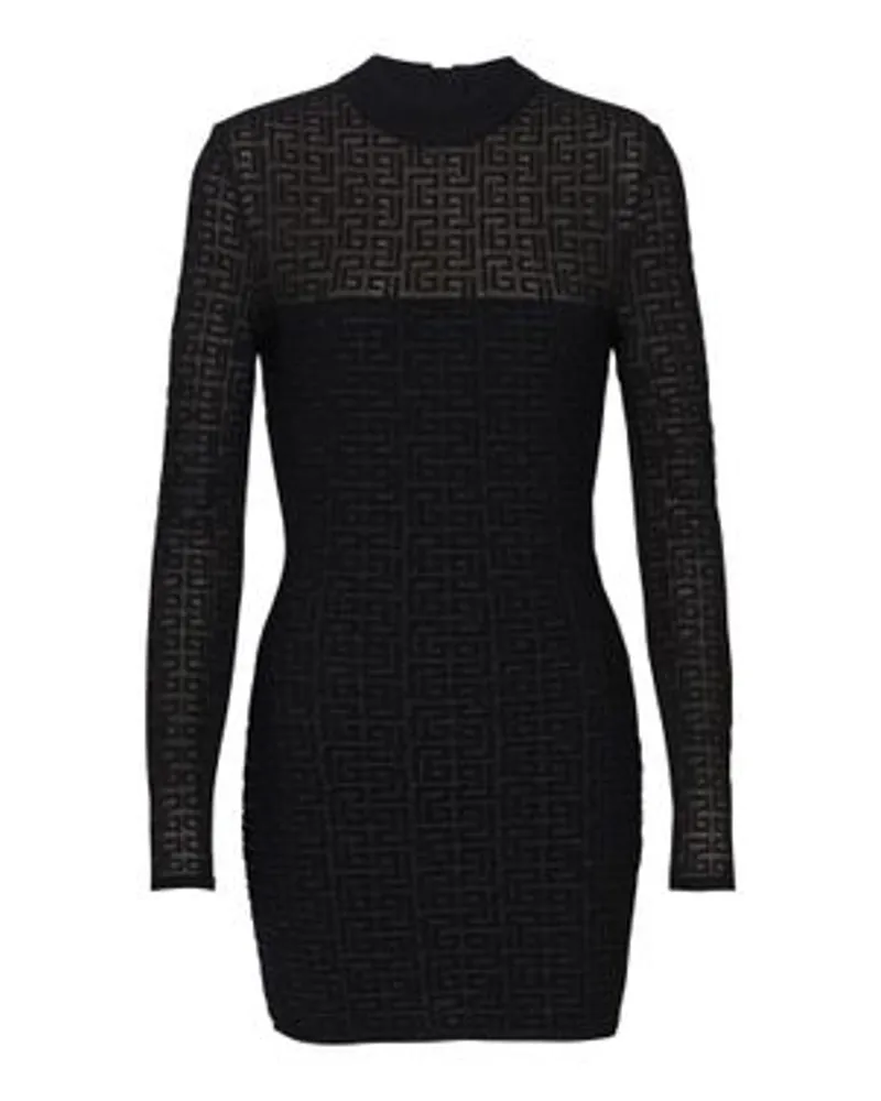 Balmain Strickkleid mit Monogramm Pb Labyrinthe Black