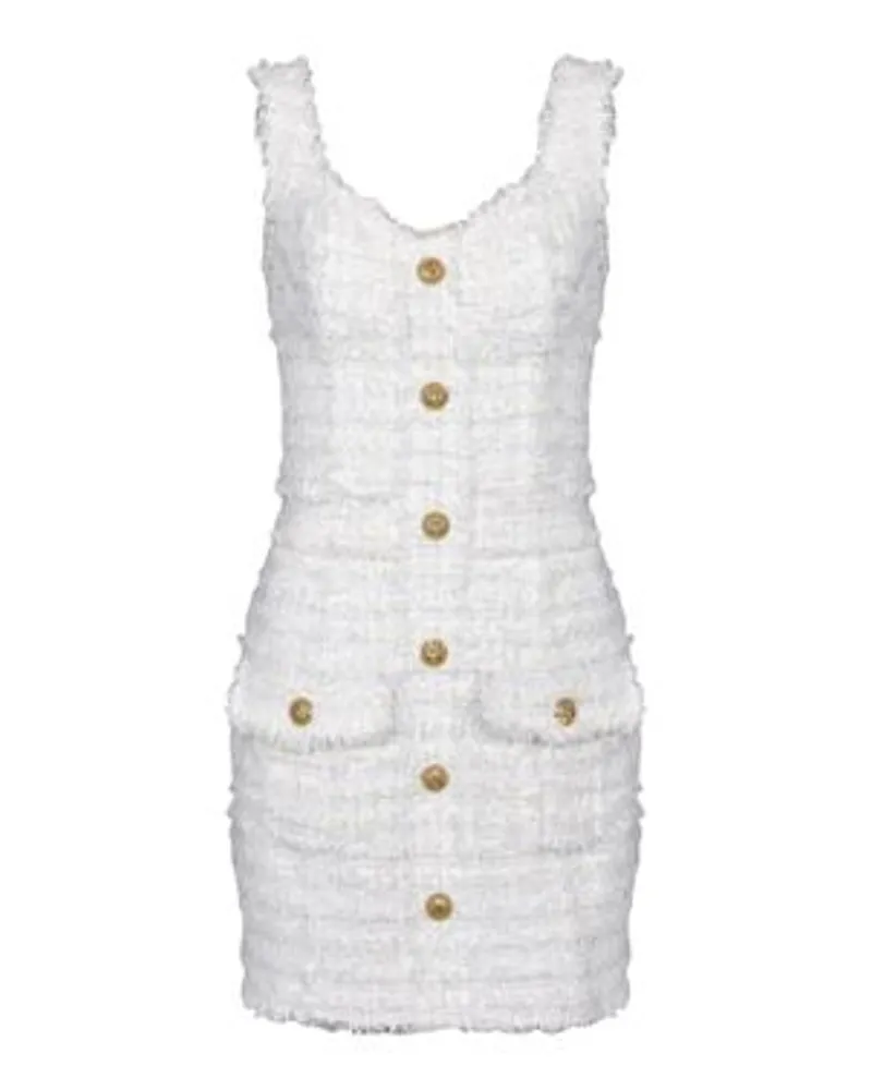 Balmain Tweedkleid mit Trägern White