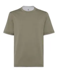 Brunello Cucinelli T-Shirt mit Faux-Layering Green