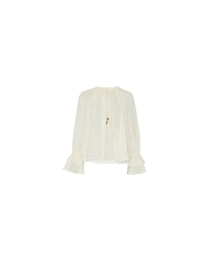 Chloé Seidenbluse mit Volants Off-white