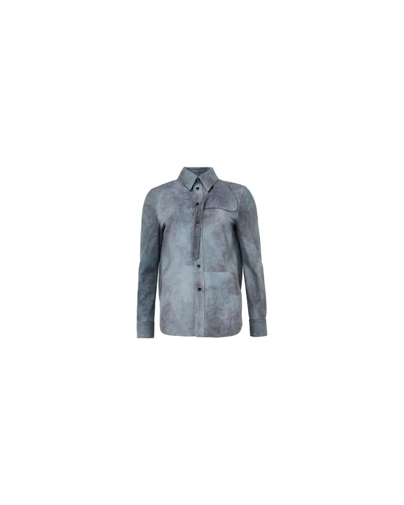 Bottega Veneta Hemd Cloudy aus Wildleder Blue