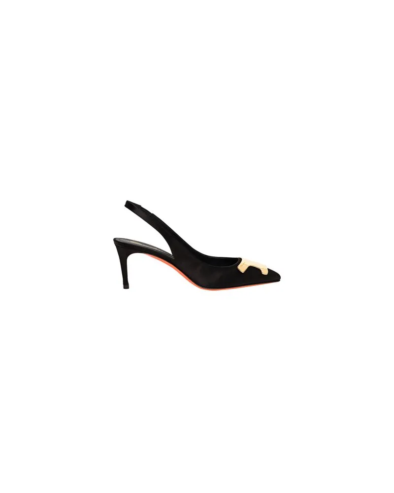 Santoni Satin-Slingbacks mit mittelhohem Absatz Black