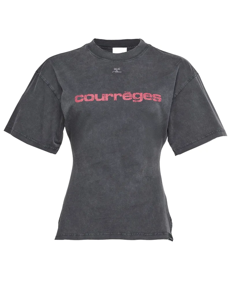 Courrèges T-Shirt mit Gürtel und Stone-Print 