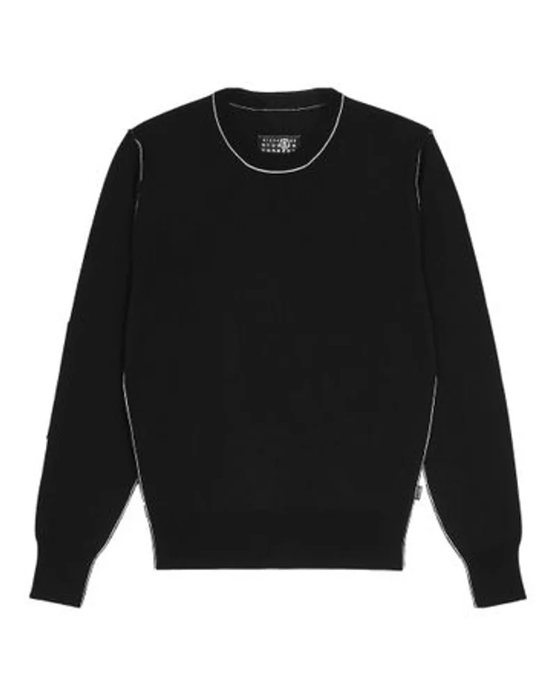 Maison Margiela Leichter Rundhalspullover in Feinheit 12 Black