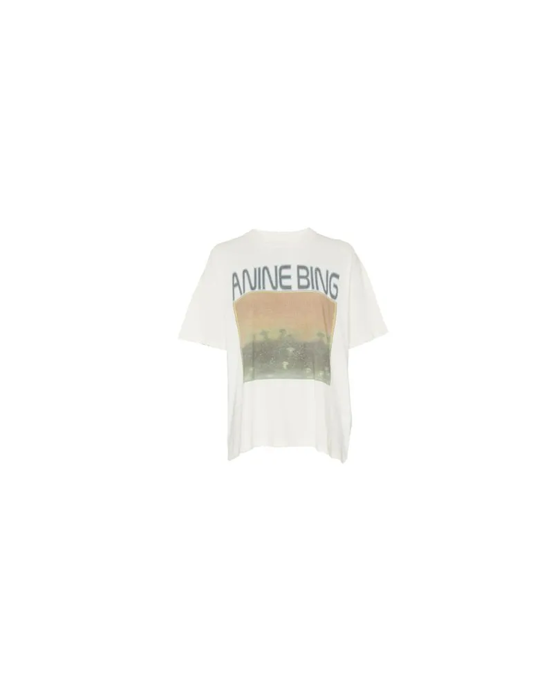 Anine Bing Kurzarm-T-Shirt mit Print Cade Off-white