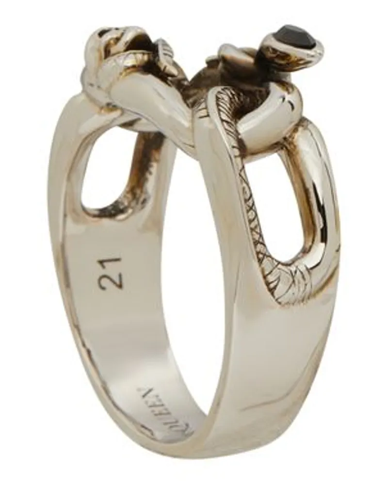 Alexander McQueen Ring Snake and Skull Silver