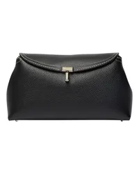 Totême Leder Clutch-Tasche T-Lock Black