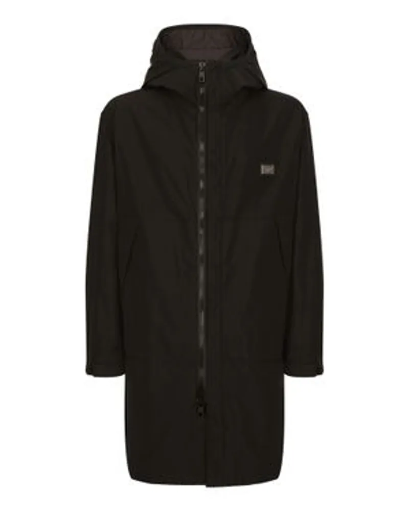 Dolce & Gabbana Nylon-Parka mit Kapuze Black