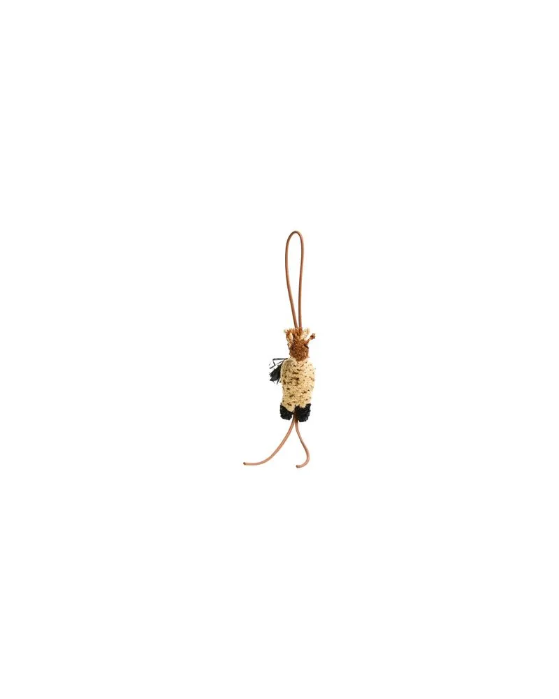 Loewe Giraffe bag charm in raffia and calfskin Brown