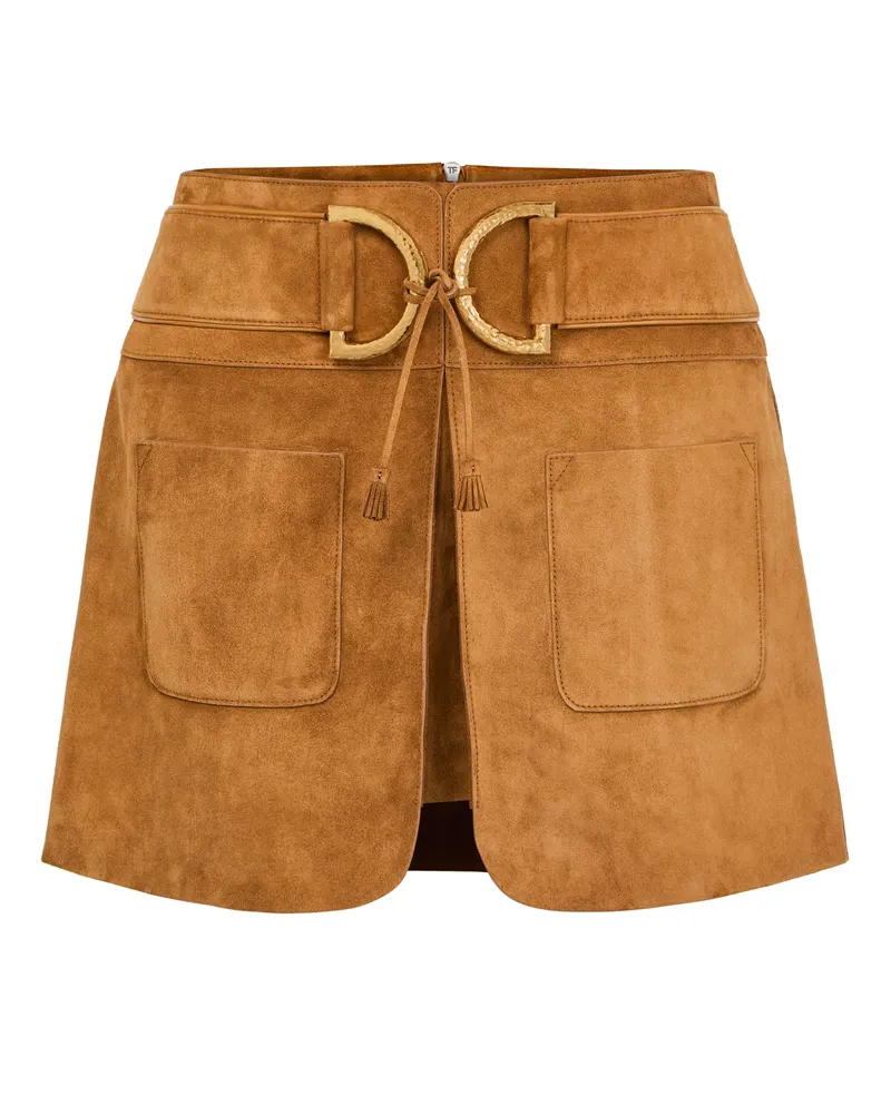 Tom Ford Minirock aus samtigem Wildleder mit D-Ring-Detail 