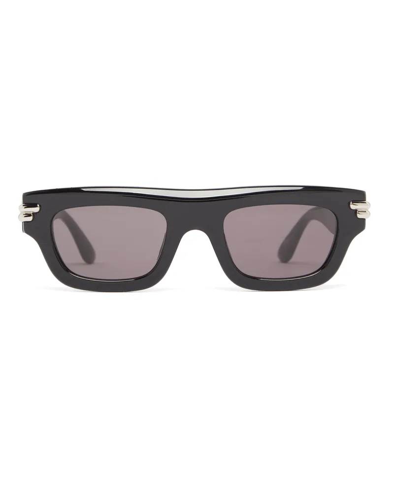 Bottega Veneta Rechteckige Sonnenbrille aus recyceltem Acetat Mitre Black