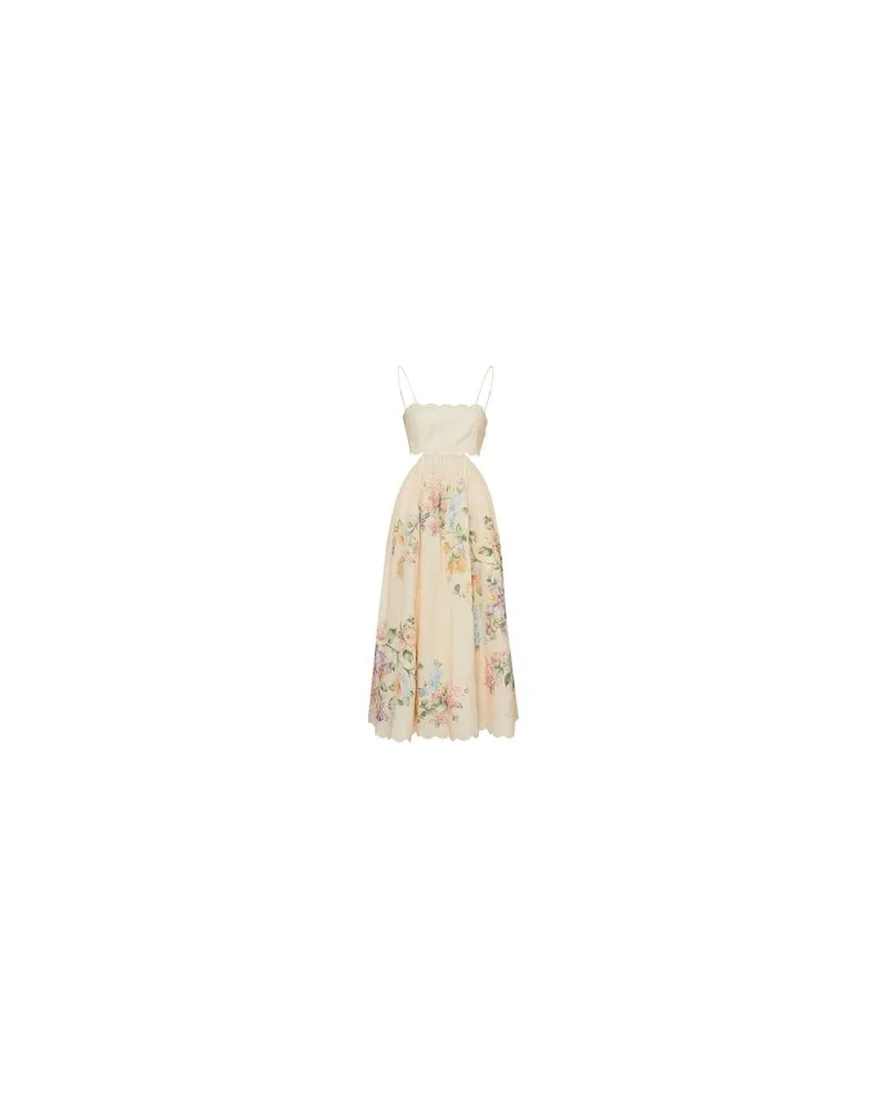 Zimmermann Midikleid mit Muschelrand Halliday Beige