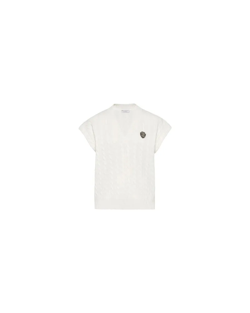 Brunello Cucinelli Stricktop mit Logo White