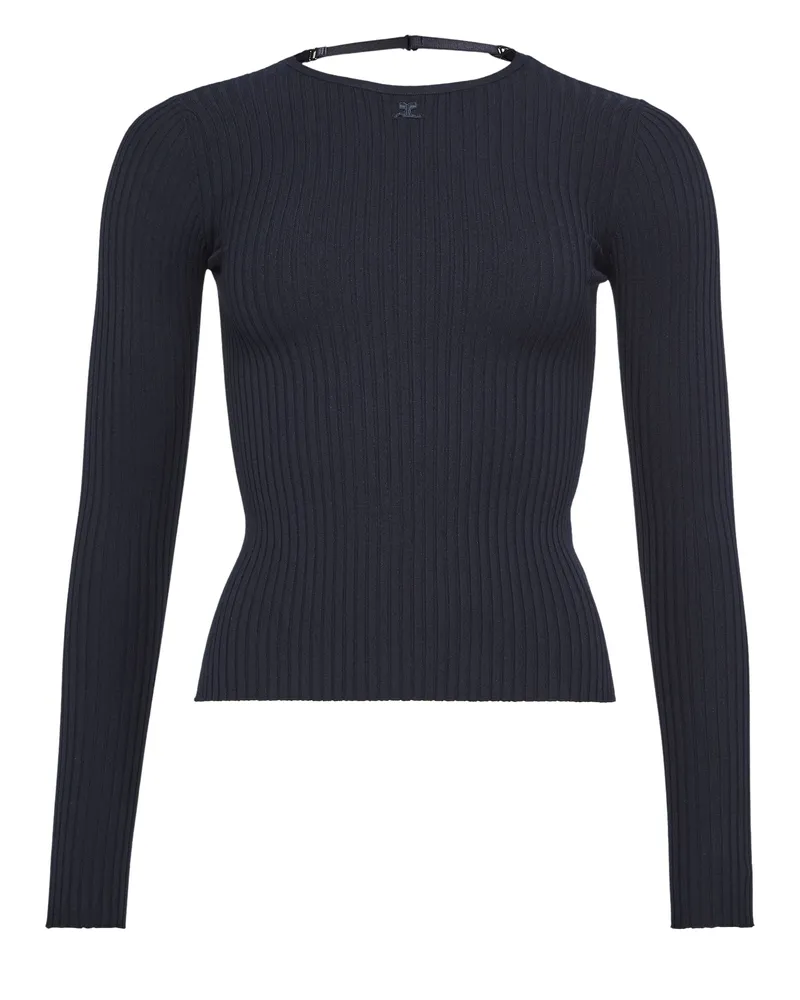 Courrèges Pullover aus Rippstrick mit Lingerie-Trägern 