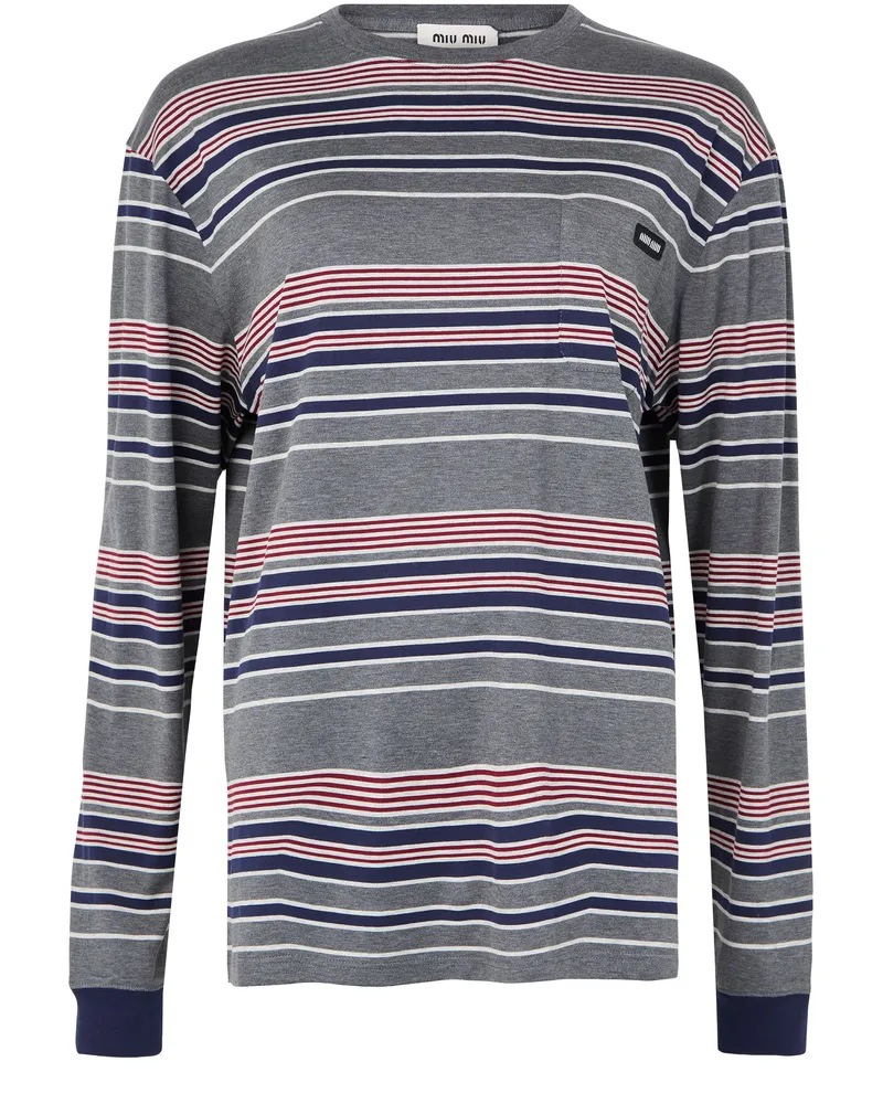 Miu Miu Gestreiftes Langarm-T-Shirt 