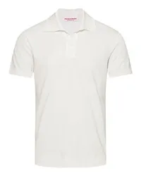 Orlebar Brown Geripptes Strick-Poloshirt Jarrett White