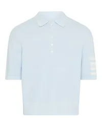 Thom Browne Strickpolo mit 4-streifigem Signaturdetail Blue