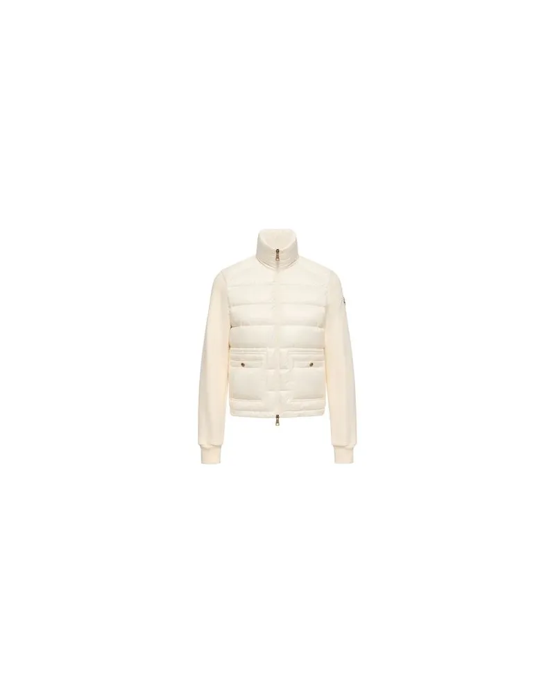 Moncler Jacke aus zwei Materialien mit Reißverschluss und Logo Orange