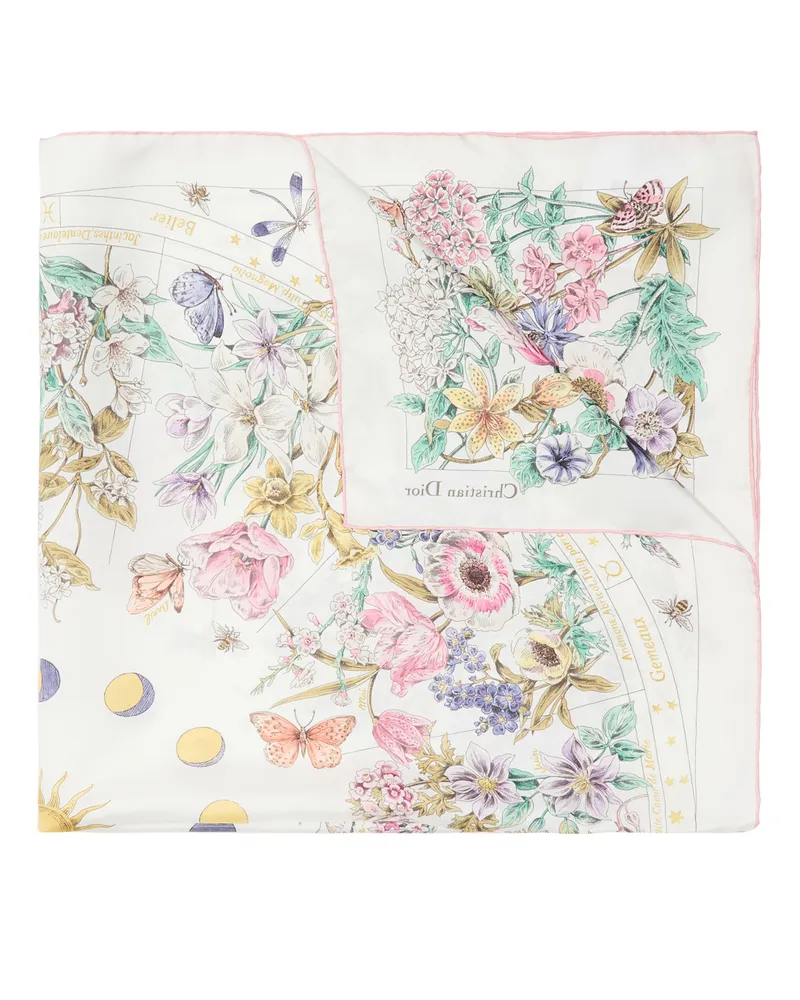 Dior Quadratisches  Astral Flowers 90 Tuch White
