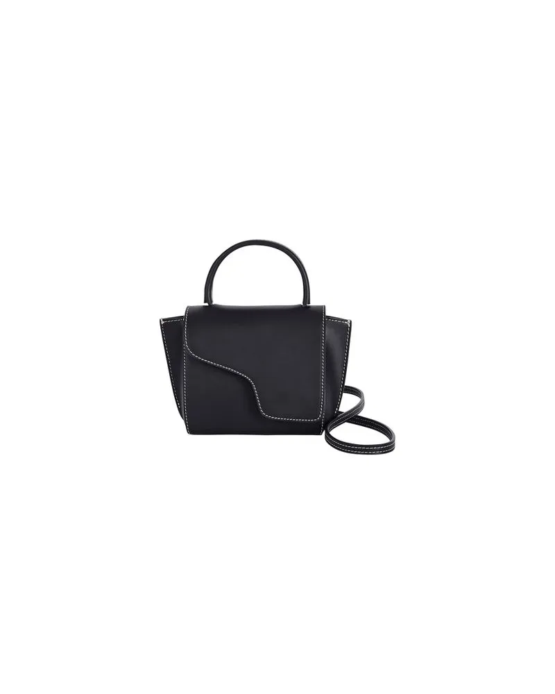 ATP Atelier Mini-Handtasche Montalcino Leder mit Kontrastnähten Black