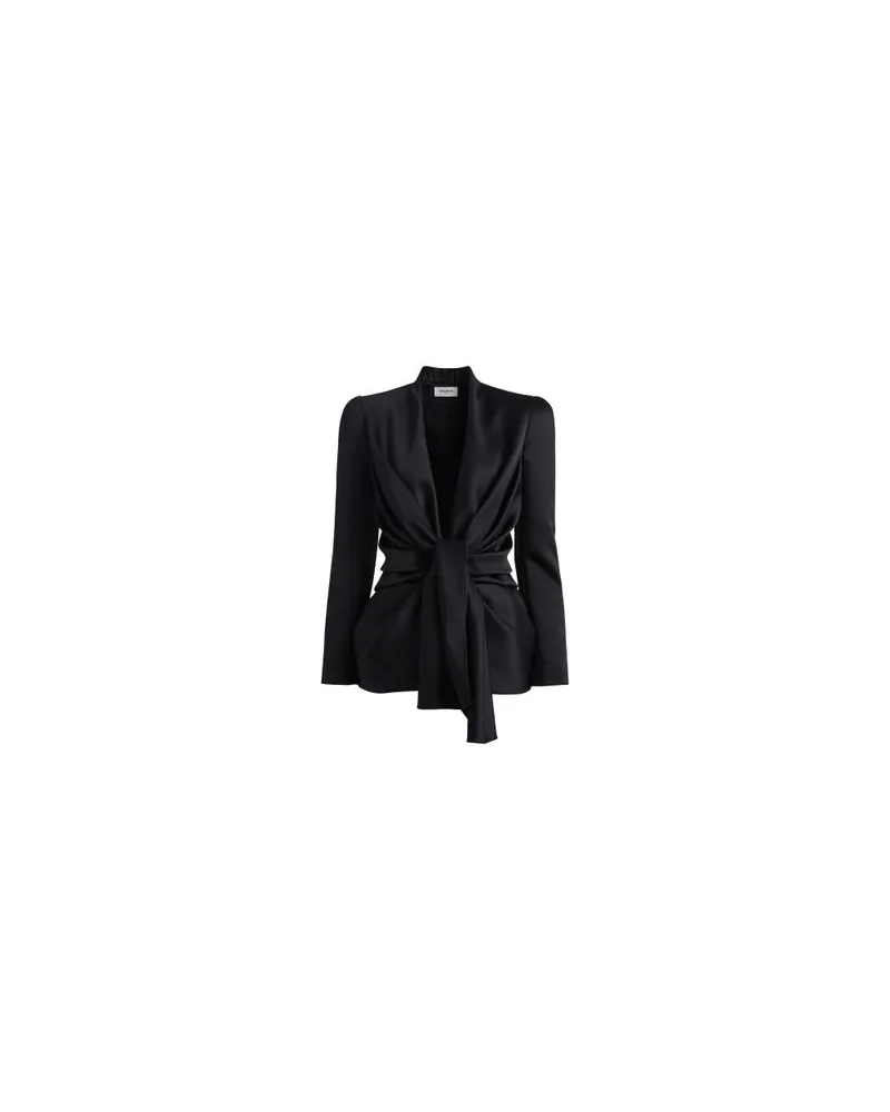 Balmain Jacke aus Satin-Crêpe mit Schleife Black