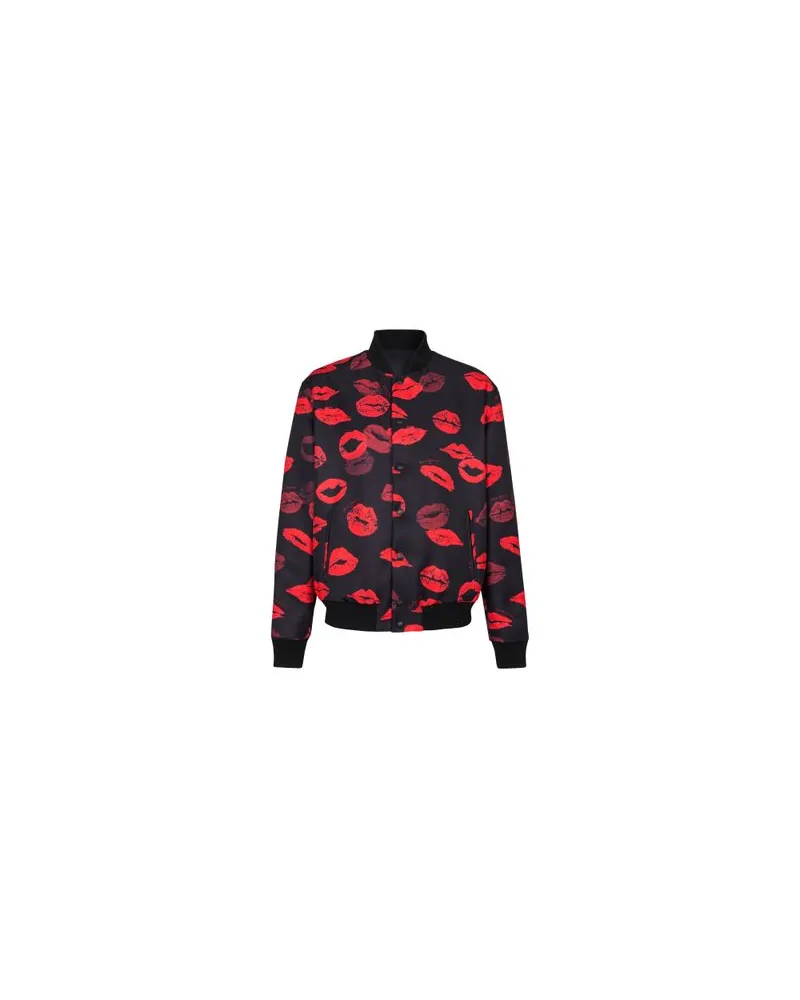 Balmain Wendbare Bomberjacke mit Printmotiv Kiss Black