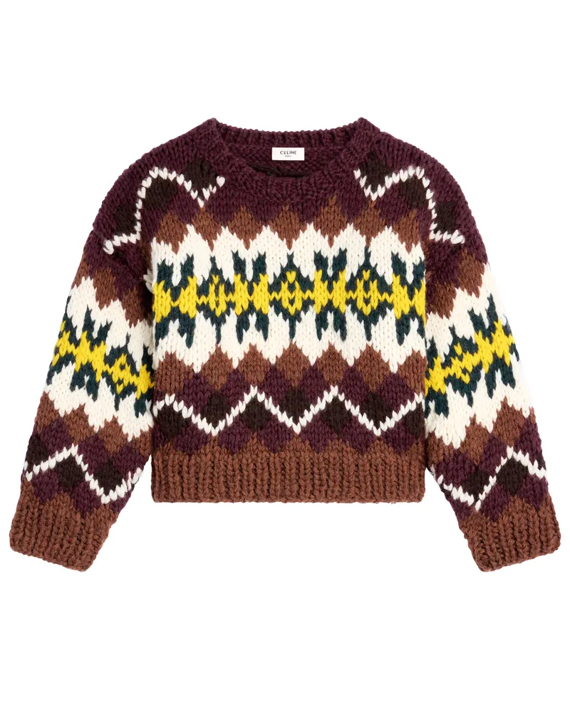 Celine Rundhalspullover aus fair isle wolle 