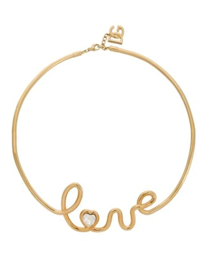 Dolce & Gabbana Halbfeste Halskette mit „Love“-Schriftzug Gold