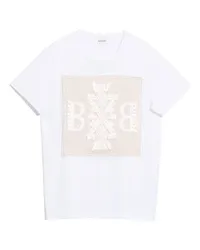 Barrie Baumwoll-T-Shirt mit Barrie Kaschmir-Logo-Patch Beige