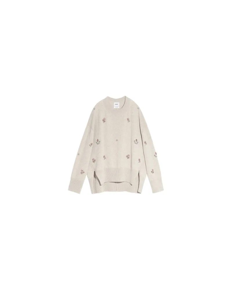 Barrie Ikonischer Oversized-Kaschmirpullover mit Stickerei Beige