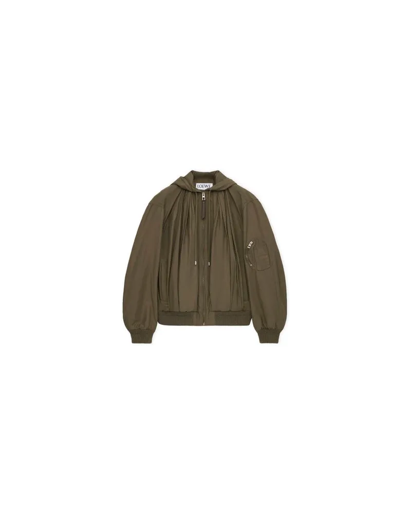 Loewe Hooded cotton and polyamide jacket Green