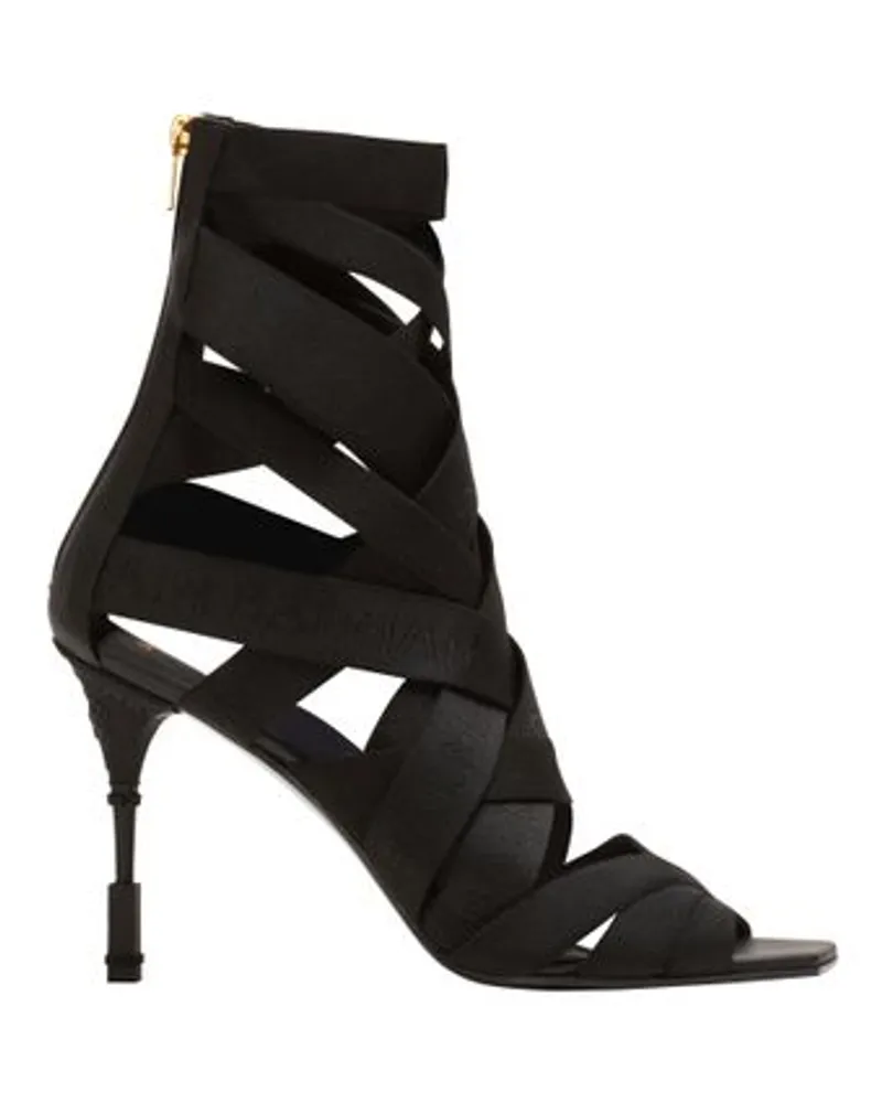 Balmain Moneta Ledersandalen mit Mikroperlen Black