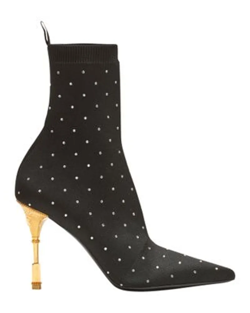 Balmain Strick-Stiefeletten Moneta mit Strasssteinen Black