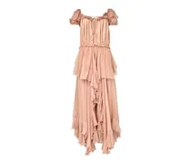 Langes Kleid mit Raffung und Rüschen