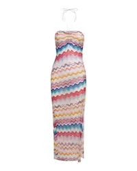 Missoni Langes gehäkeltes One-Shoulder-Strandkleid mit Wellenmotiv Multicolor