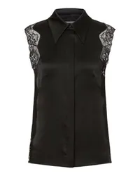 Alberta Ferretti Satin-Shirt mit Spitze Black