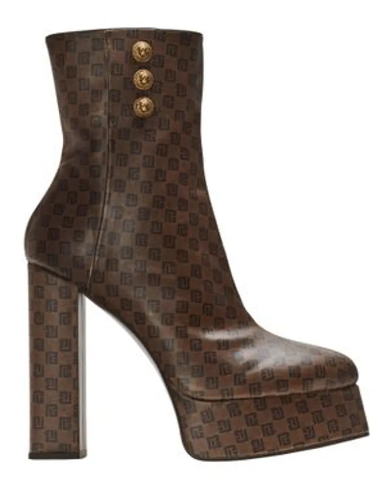 Balmain Stiefel Brune mit Monogramm Mini Brown