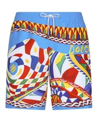 Dolce & Gabbana Mittellange Badeshorts mit Carretto-Print Multicolor