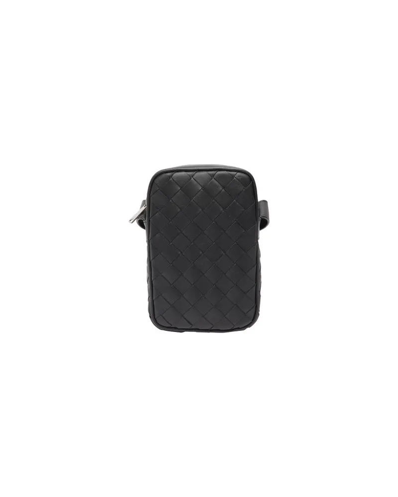 Bottega Veneta Lässiges Hemd aus Intrecciato-Leder Black