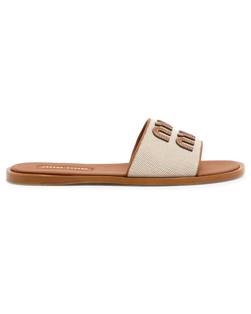 Miu Miu Mules mit Logo aus Leder 