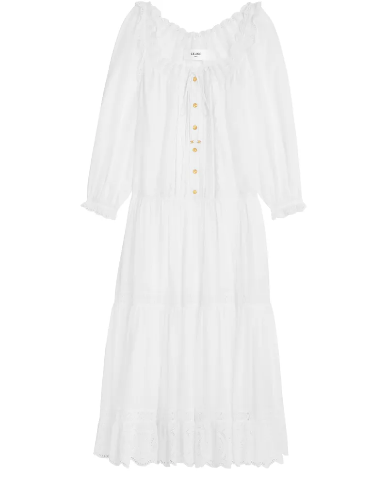 Celine Folk-kleid mit stickerei aus baumwollmusselin 