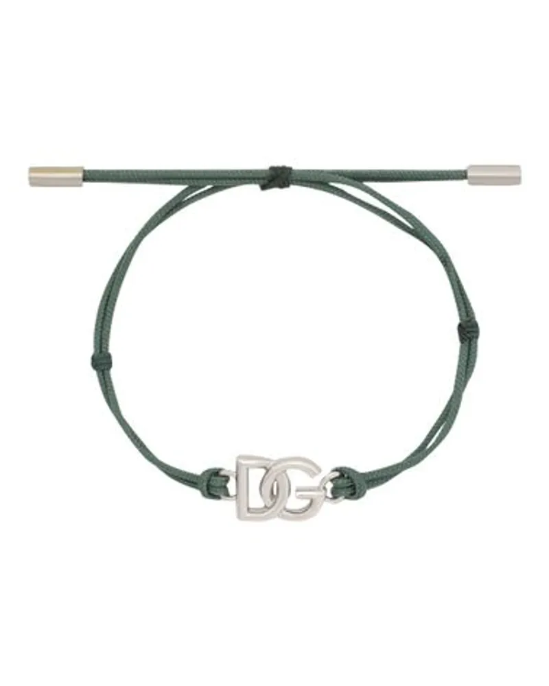 Dolce & Gabbana Kordelarmband mit DG-Logo Green