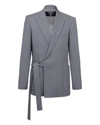 Balmain Asymmetrische, gegürtete Jacke Grey