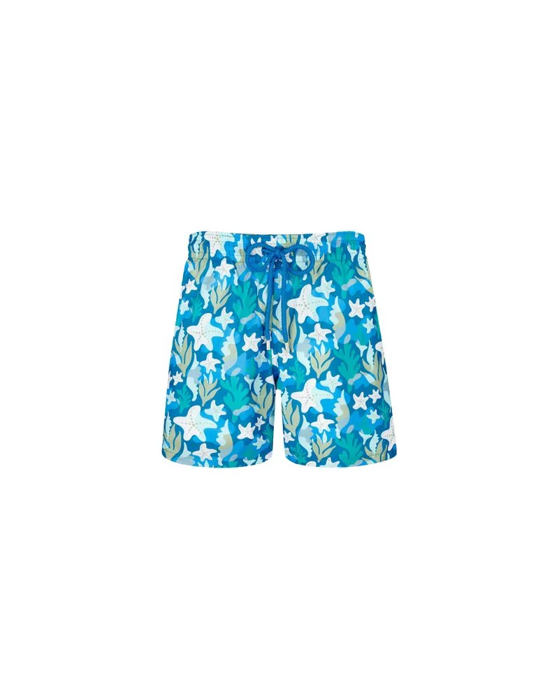 Vilebrequin Ultraleichte und verstaubare Badeshorts Camo Seaweed Blue